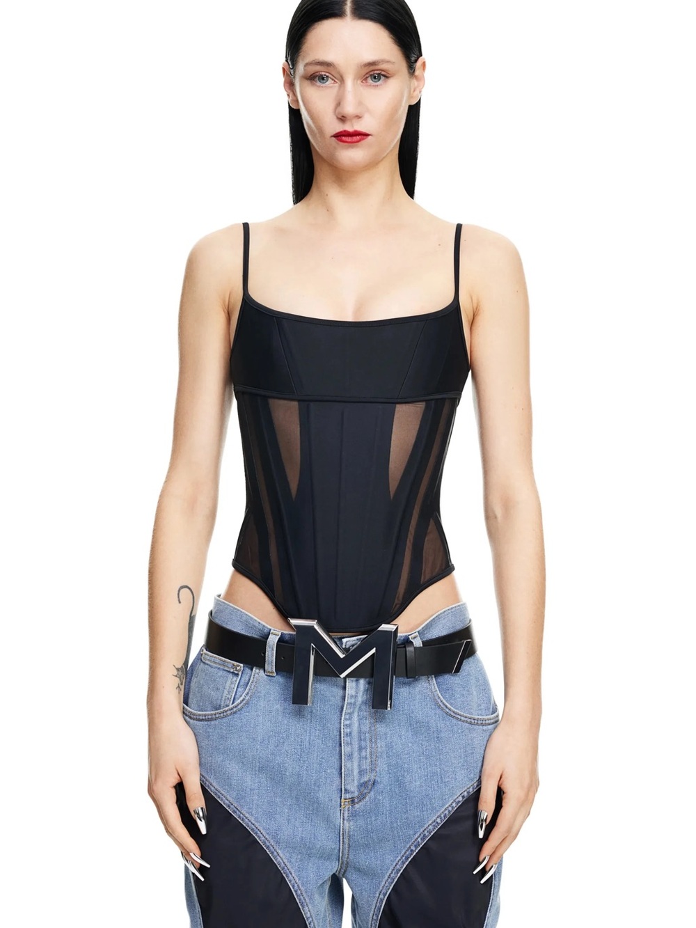 Mugler x H&M Black Mesh Panel Corset